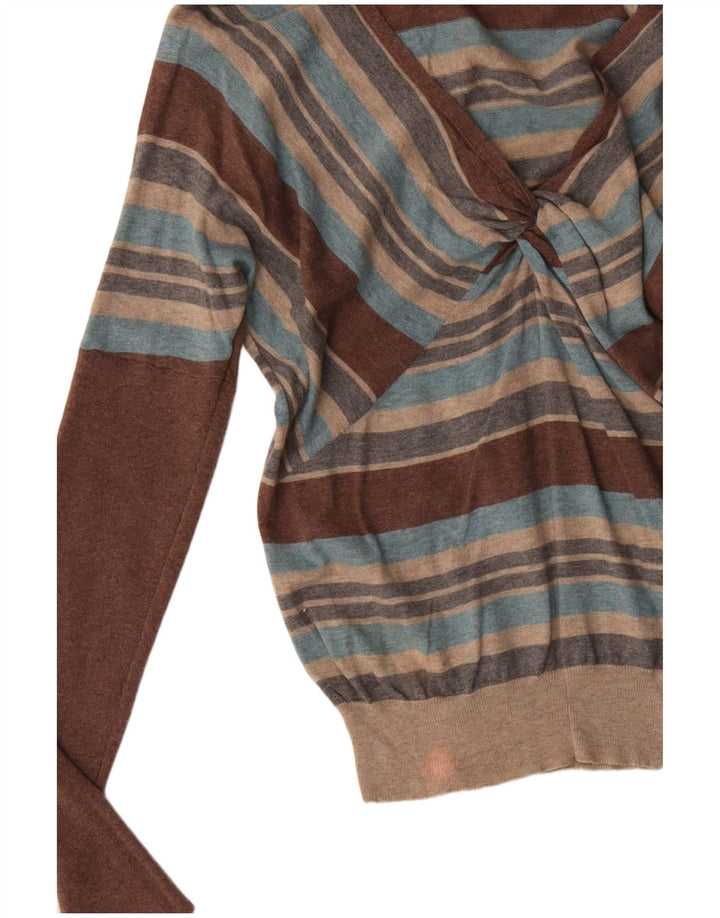 MONSOON Pulover cu decolteu în V pentru femei UK 12 Medium, multicolore, cu dungi