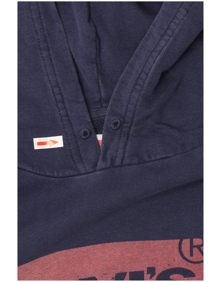 Pulover Levi's pentru bărbați cu capota cu grafică, bumbac, albastru bleumarin mediu