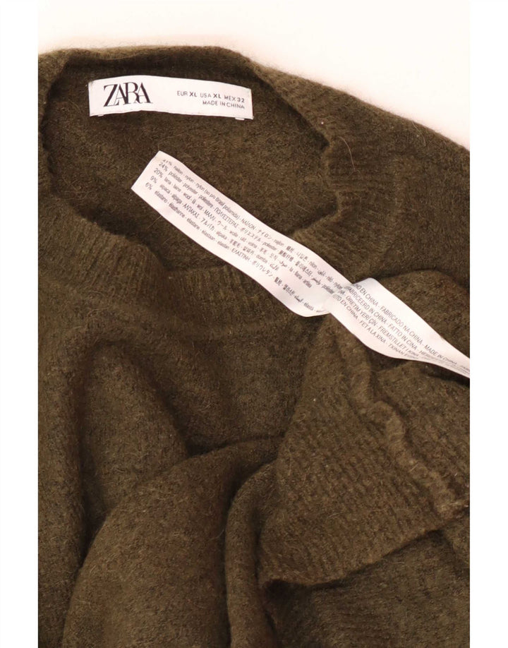 Pulover pentru bărbați Zara, cu gât crew, nailon XL kaki