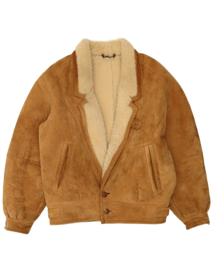 Jachetă vintage pentru bărbați din shearling UK 42 XL bej