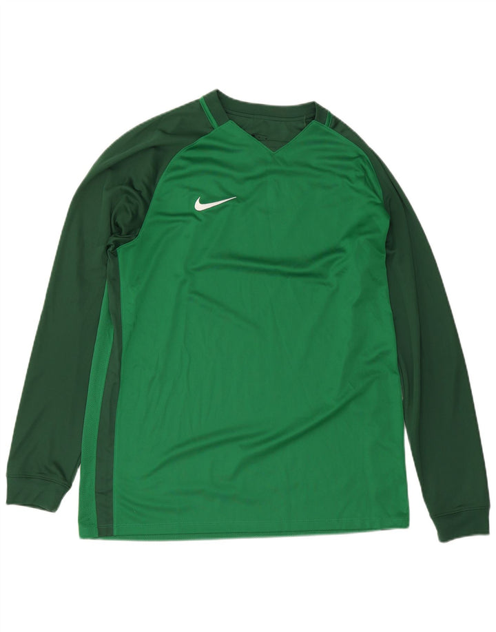 Nike pentru bărbați Dri Fit Top cu mânecă lungă XL, verde, colorblock