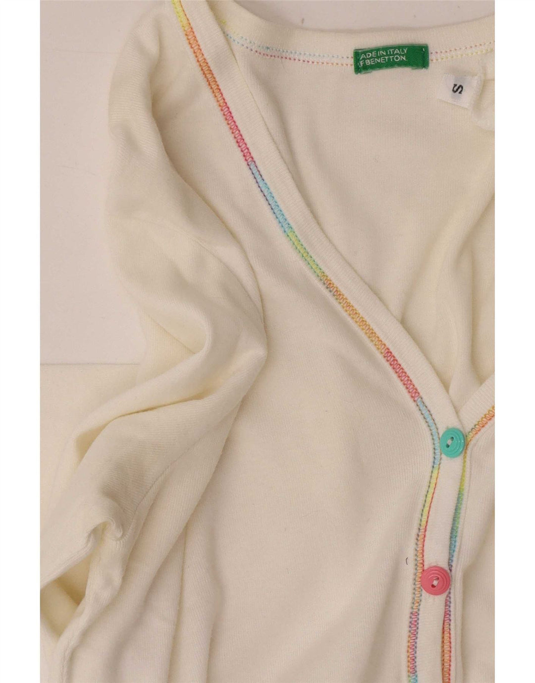Pulover Benetton pentru femei Crop Cardigan UK 8 Small White