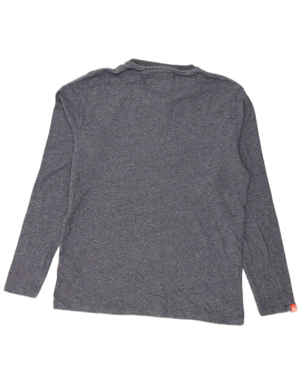 Top pentru bărbați Superdry cu mânecă lungă, 2XL, albastru marin, bumbac cu pete