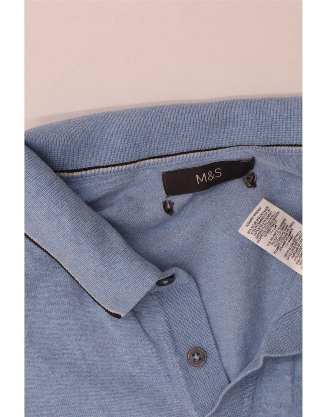 Tricou polo pentru bărbați Marks & Spencer, bumbac albastru mediu