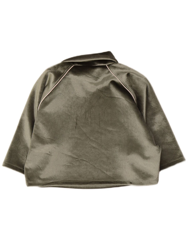 Top velur supradimensionat Adidas pentru femei cu mâneci 3/4 UK 8 Poliester verde mic