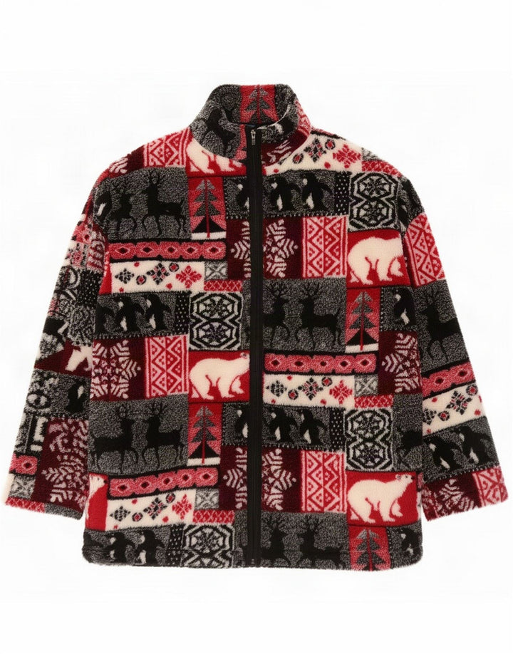 Dash Jachetă fleece supradimensionată pentru femei UK 16 Large Multicolor Patchwork