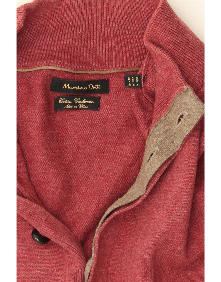 MASSIMO DUTTI Mens Button Neck Jumper Sweater XL Red Cotton Vintage Massimo Dutti and Second-Hand Massimo Dutti from Messina Hembry 