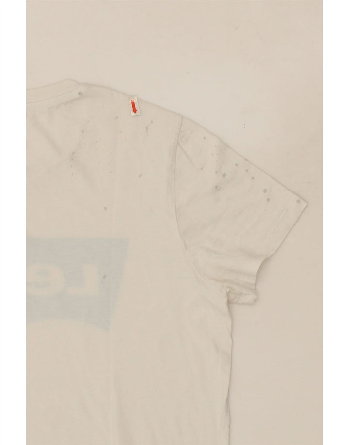 LEVI'S Womens Graphic T-Shirt Top UK 14 Medium White Cotton Vintage Levi's and Second-Hand Levi's from Messina Hembry 