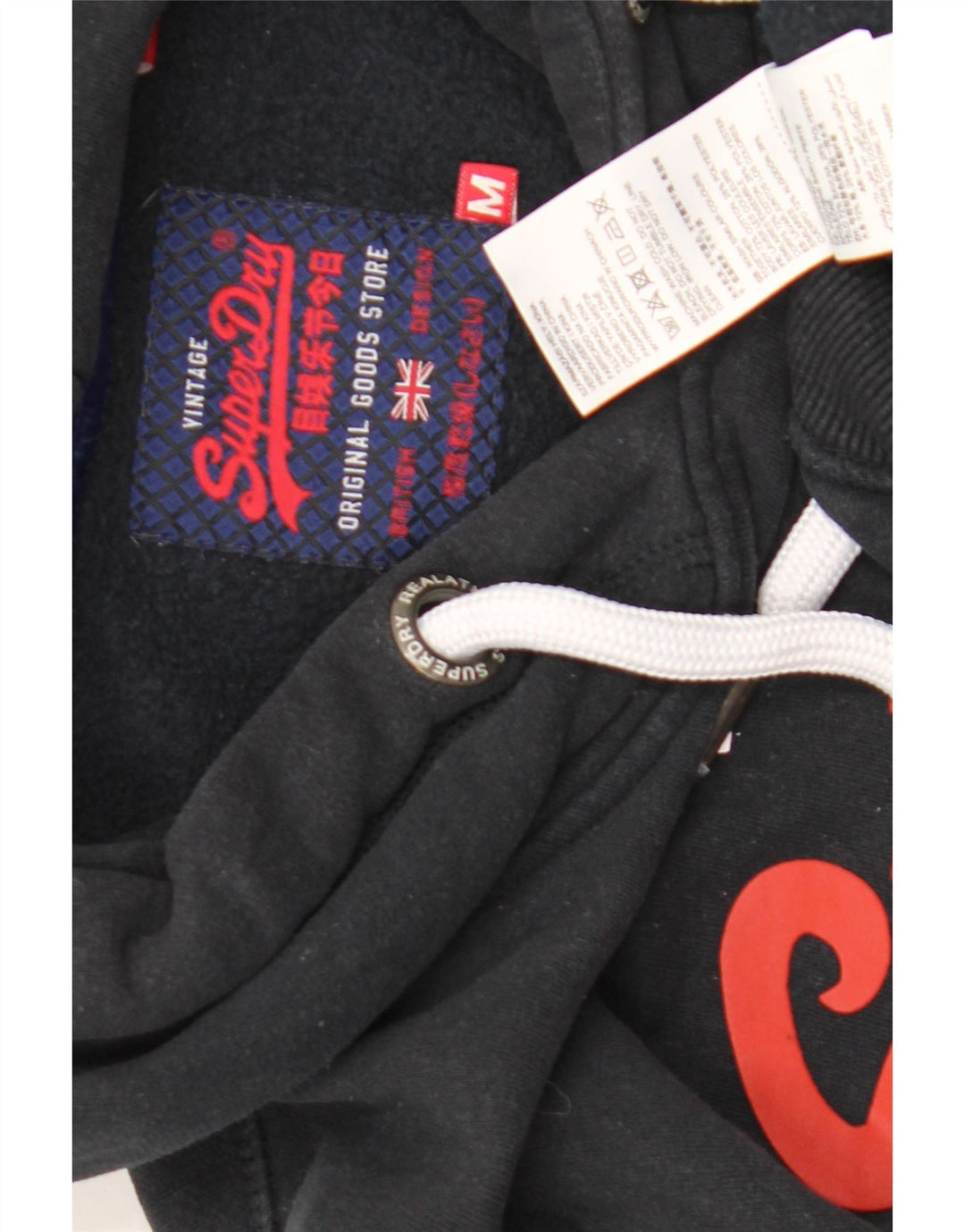 Pulover cu glugă grafic Superdry pentru bărbați, bumbac mediu negru