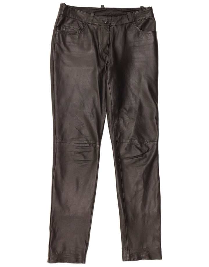 Pantaloni subțiri din piele HEINE pentru femei UK 12 Medium W30 L31 Piele neagră