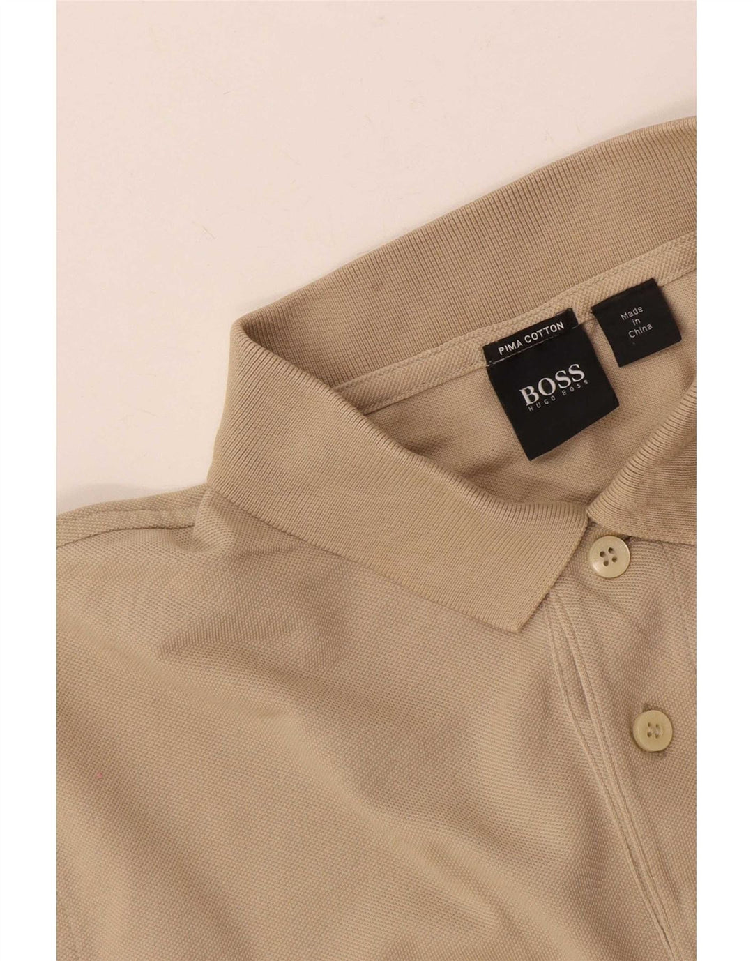 Tricou polo pentru bărbați Hugo Boss, bumbac, bej mic