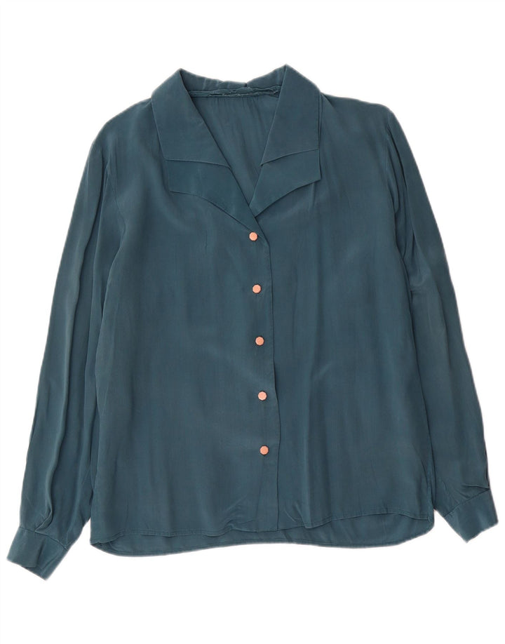 Bluză de cămașă vintage pentru femei UK 16 Large Blue