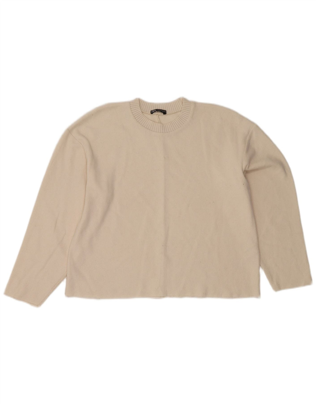 Pulover pentru femei Zara Crop Crew Gate UK 14 Poliester alb mediu