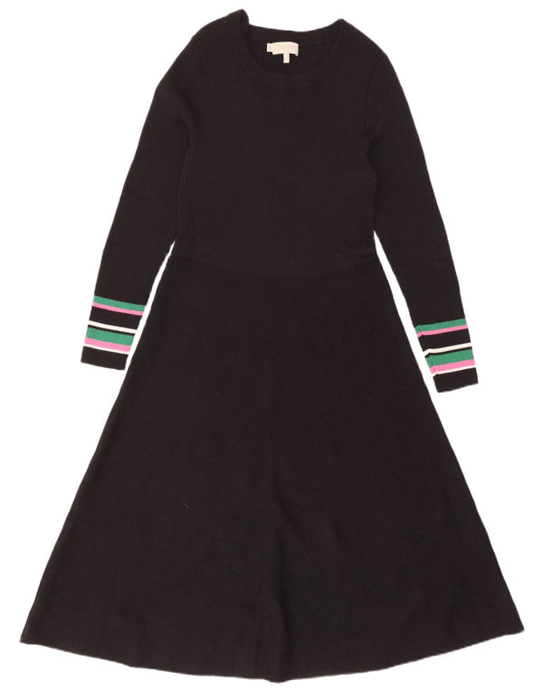 Rochie cu mânecă lungă Hobbs pentru femei UK 16 Lână merinos cu dungi negre mari