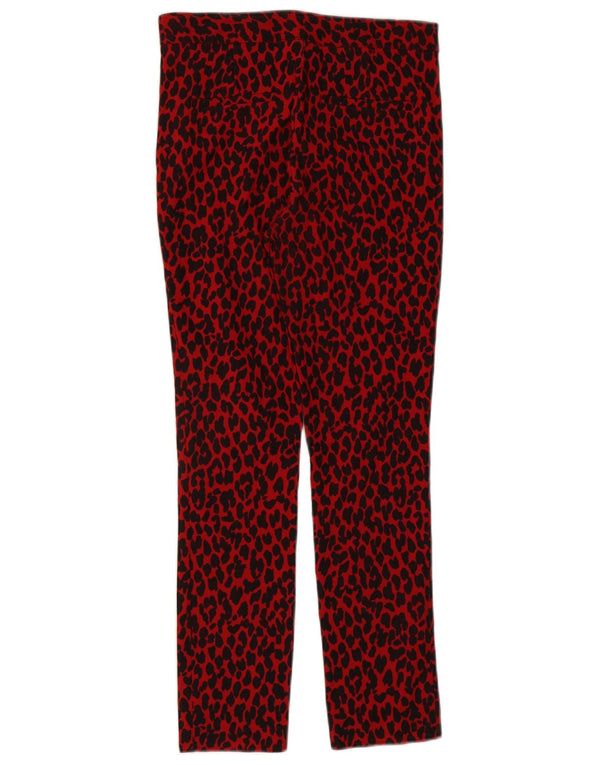 Pantaloni casual subțiri pentru femei Zara Mici L26 L26 Viscoză cu imprimeu animal roșu