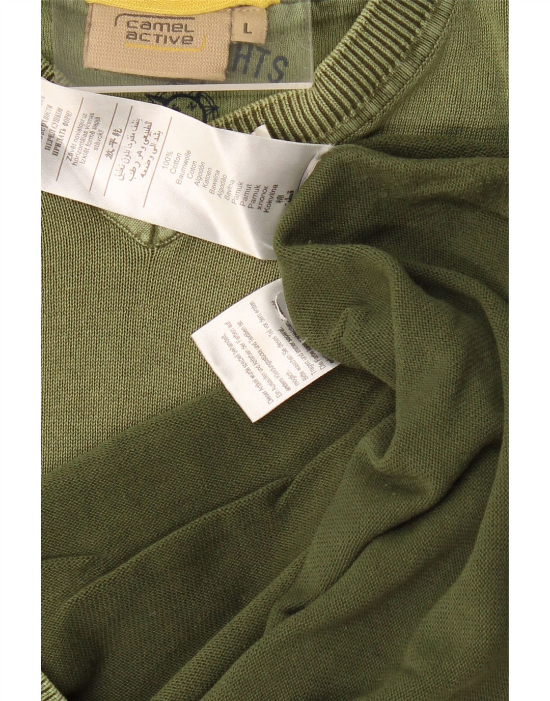 CAMEL ACTIVE Pulover cu decolteu în V pentru bărbați, bumbac mare kaki