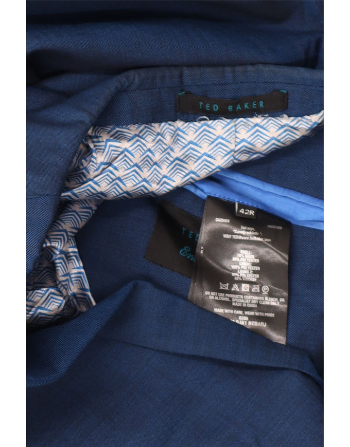 Jachetă pentru bărbați Ted Baker cu 2 nasturi, UK 42 XL, lână albastră