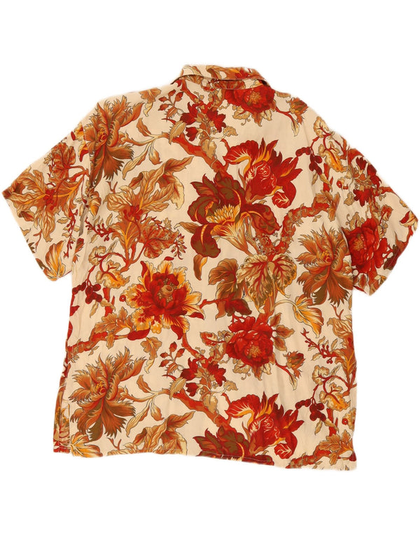 Bluză cămașă cu mânecă scurtă pentru femei ACCORDO UK 18 XL viscoză florală bordeaux