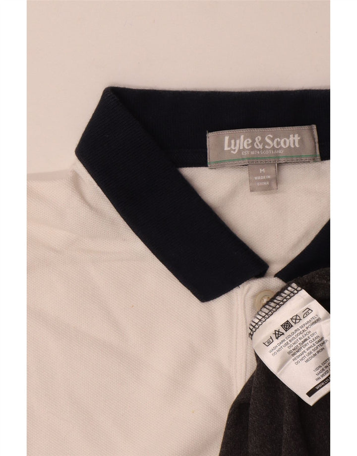 Tricou polo Lyle & Scott pentru bărbați, bumbac alb mediu, bloc de culoare