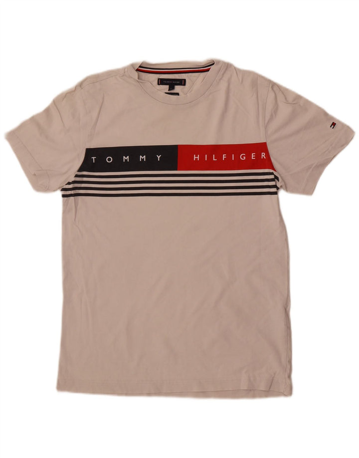 Tricou grafic Tommy Hilfiger pentru bărbați Top mediu din bumbac alb