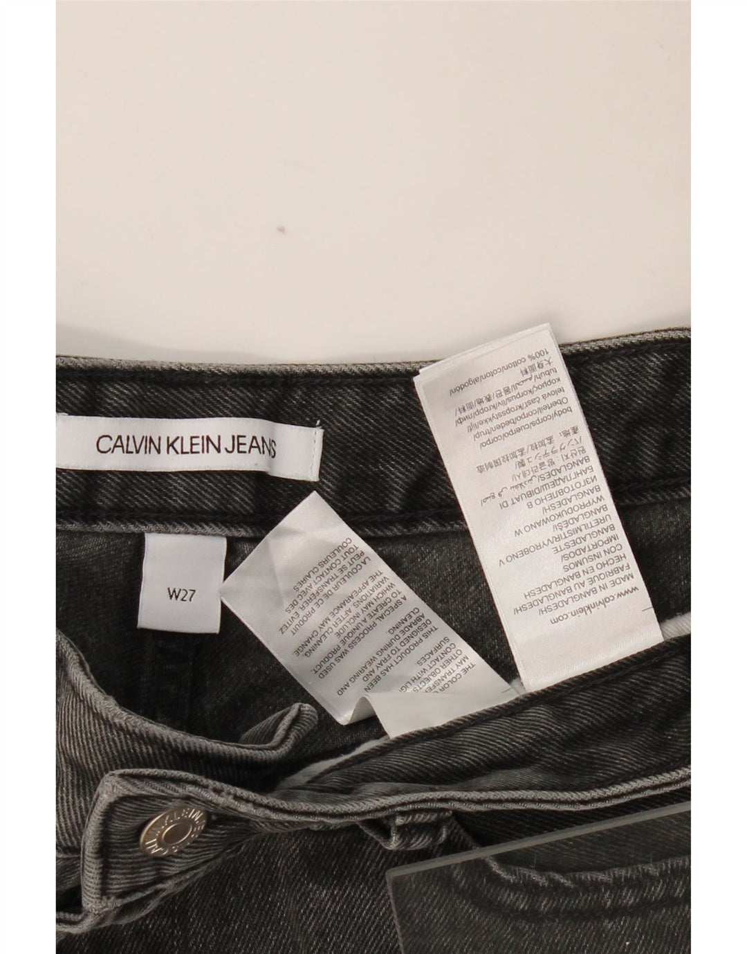 Pantaloni scurți din denim pentru femei CALVIN KLEIN W27 Bumbac gri mic