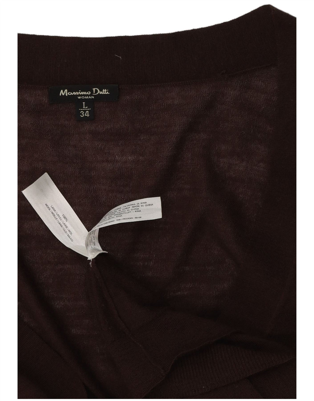 Pulover cardigan pentru femei MASSIMO DUTTI UK 14 Lână maro mare