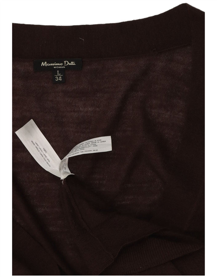 Pulover cardigan pentru femei MASSIMO DUTTI UK 14 Lână maro mare