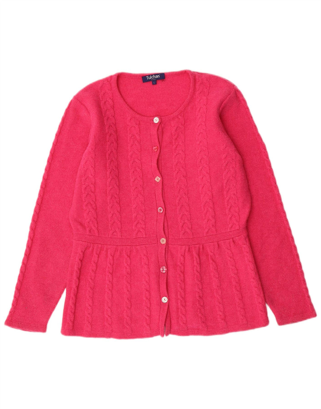 Pulover cardigan pentru femei TULCHAN UK 16 Lână de miel roz mare