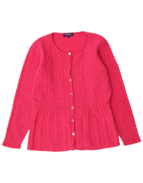 Pulover cardigan pentru femei TULCHAN UK 16 Lână de miel roz mare