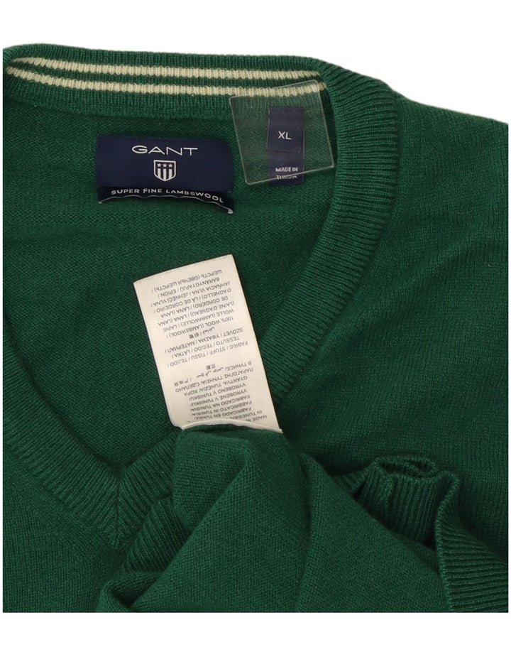 Pulover pentru bărbați Gant cu decolteu în V, XL, lână verde