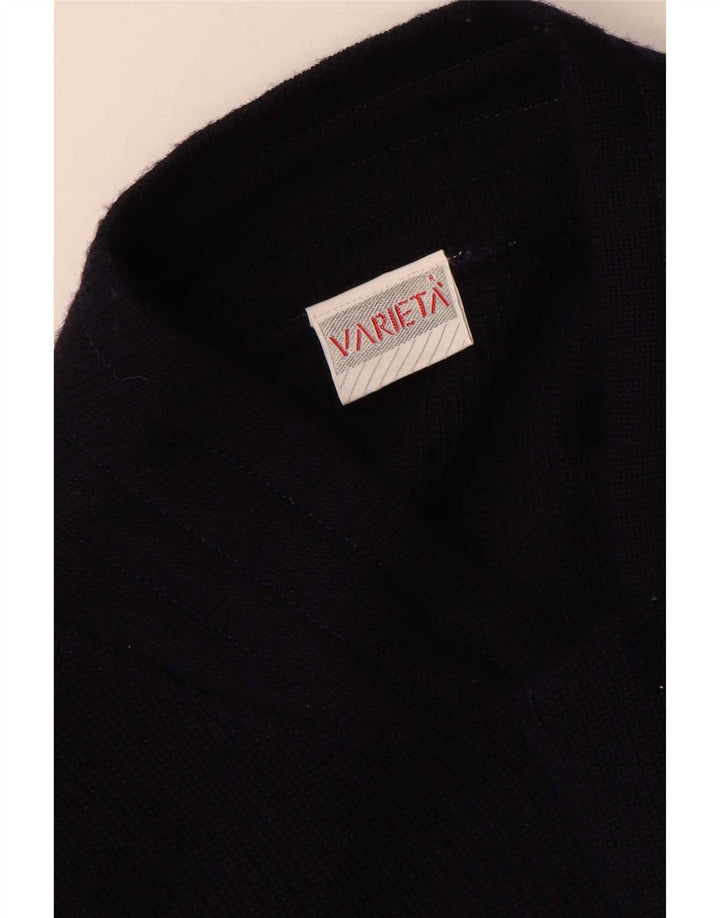 Pulover Cardigan Vintage pentru bărbați, lână mare, albastru marin