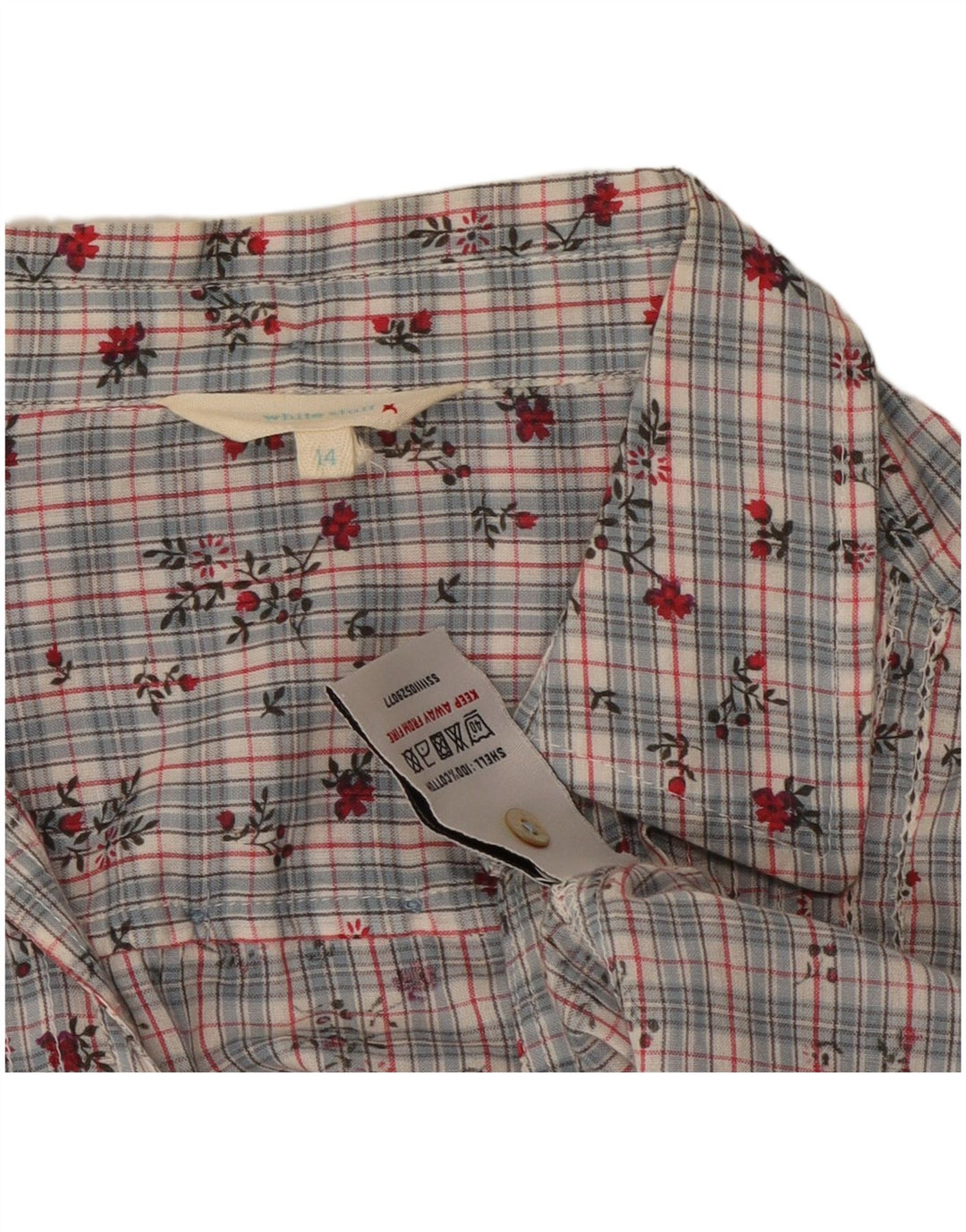 Bluză cămașă pentru femei White Stuff UK 14, bumbac floral, gri mediu