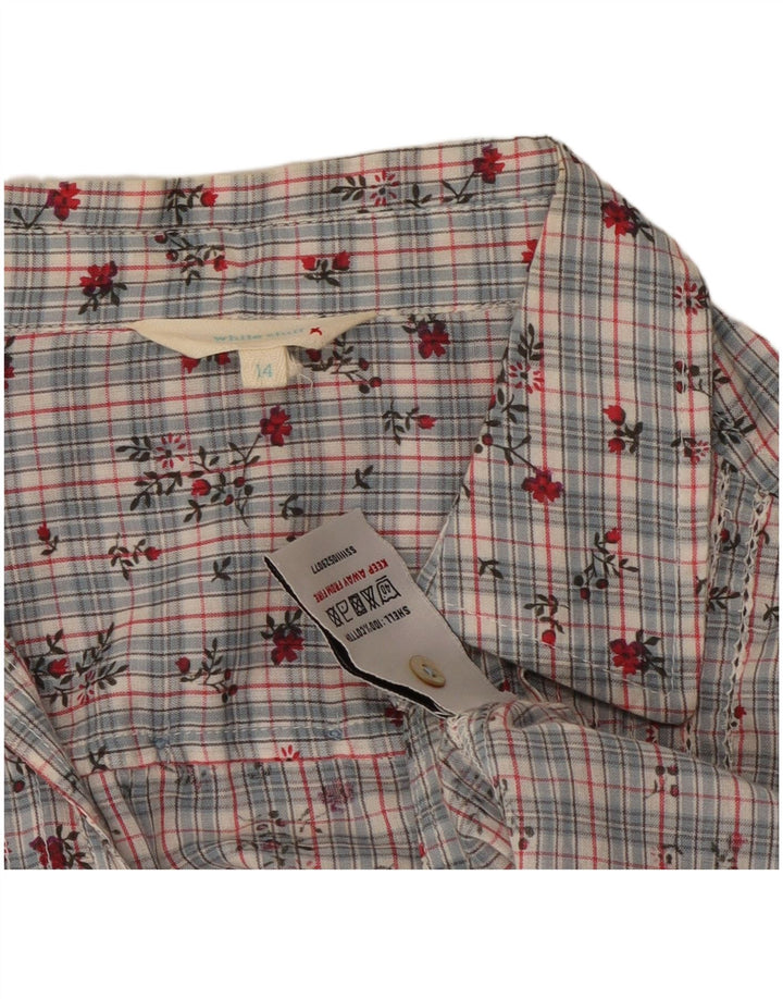 Bluză cămașă pentru femei White Stuff UK 14, bumbac floral, gri mediu