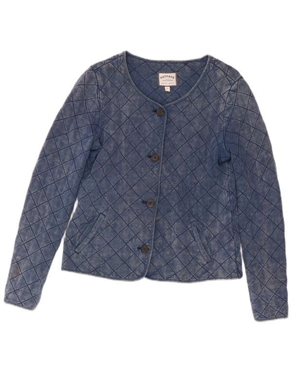 Fat Face Womens Cardigan Top UK 10 Small Blue Bumbac