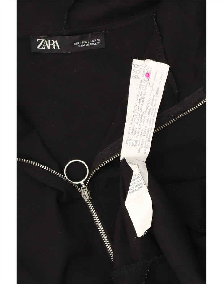 Pulover ZARA pentru femei, cu fermoar supradimensionat, poliester mare, negru