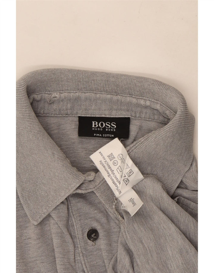 Cămașă polo Hugo Boss pentru bărbați, bumbac cu pete gri mediu