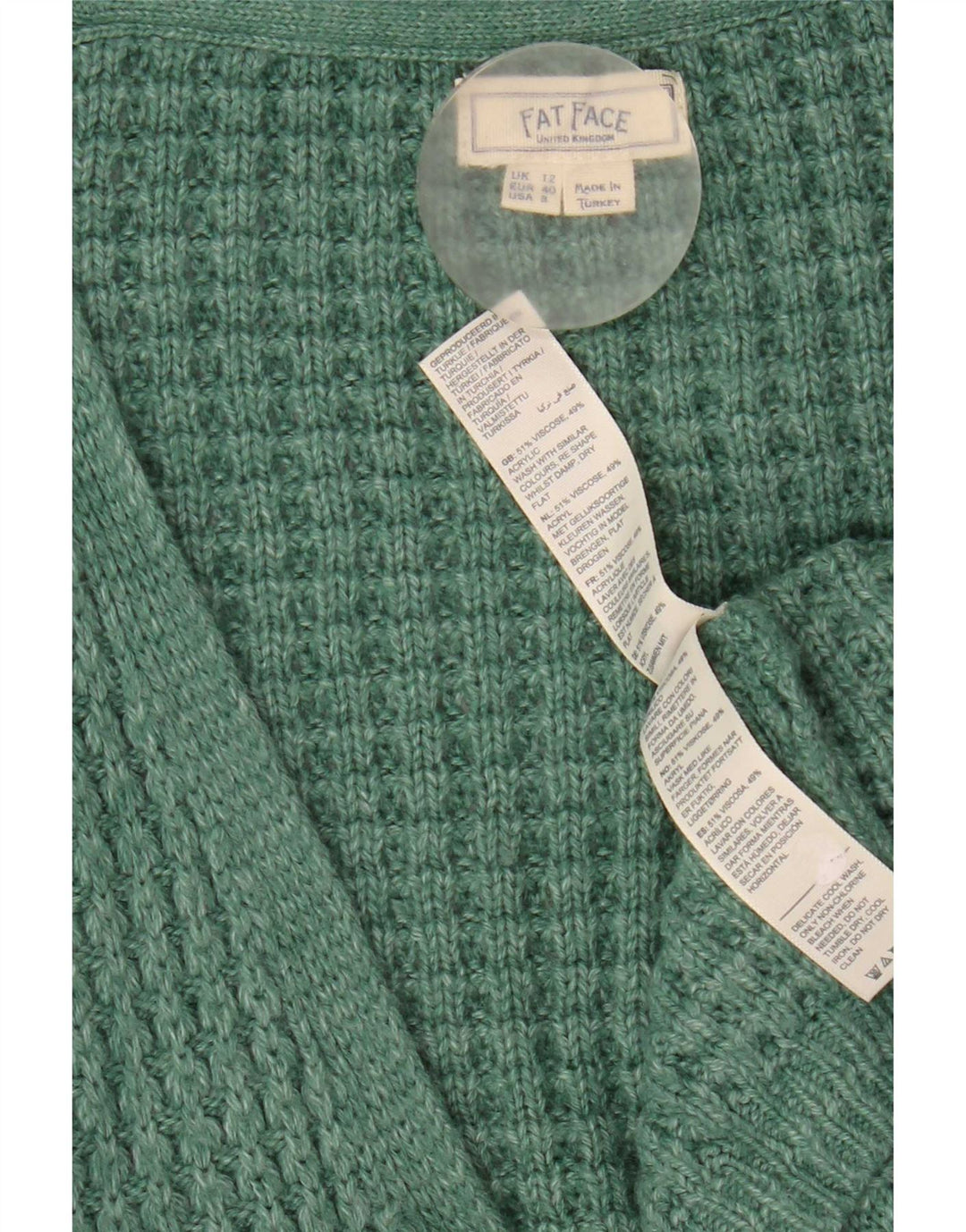 Pulover cardigan deschis supradimensionat pentru femei Fat Face UK 12 verde mediu