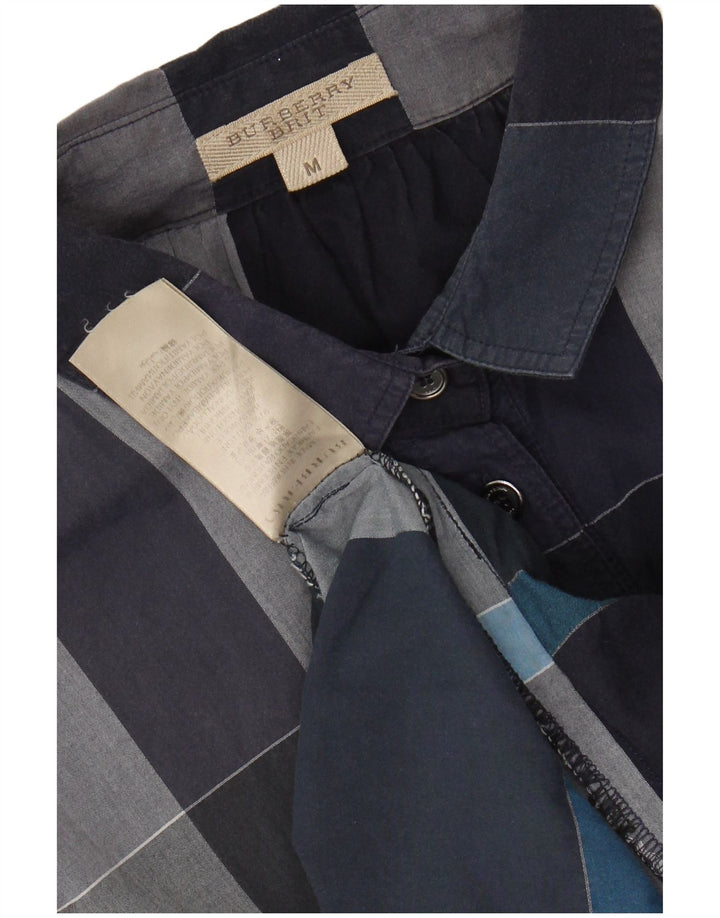 Cămașă cu paragate BURBERRY pentru femei UK 14 Mediu în carouri bleumarin
