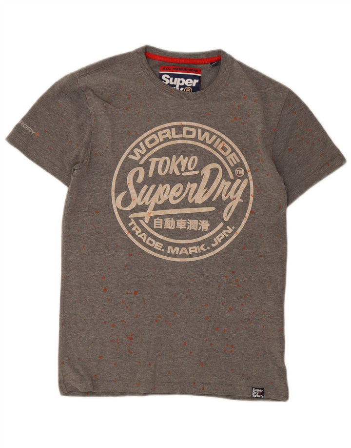 Tricou grafic pentru bărbați Superdry Top mic, gri, bumbac cu pete