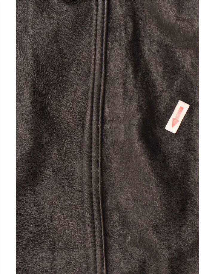 Palton din piele vintage pentru femei UK 10 mic negru