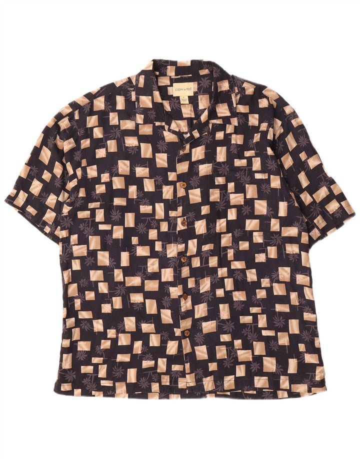 Cămașă cu mânecă scurtă pentru bărbați Joseph & Feiss, mătase geometrică neagră mare