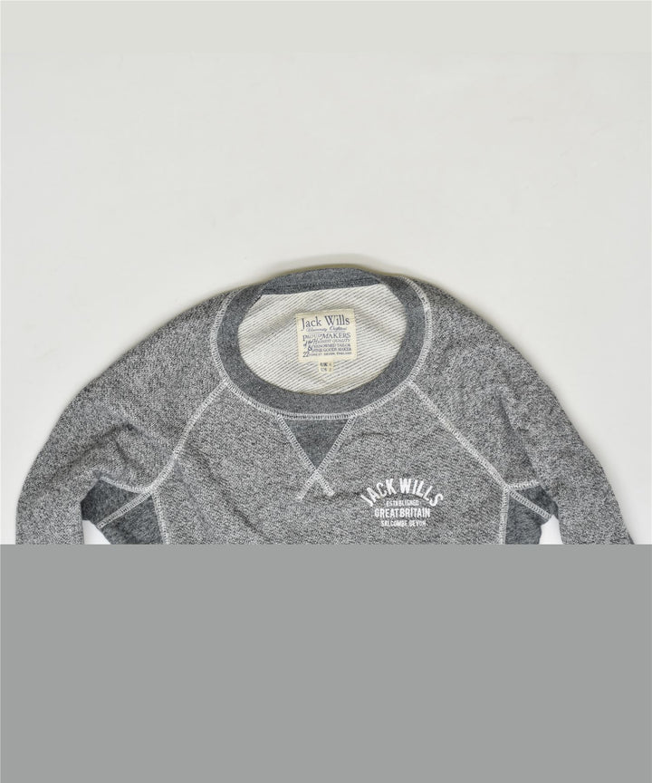 JACK WILLS Womens Sweatshirt Jumper UK 6 XS Grey Cotton | Vintage | Thrift | Second-Hand | Used Clothing | Messina Hembry 