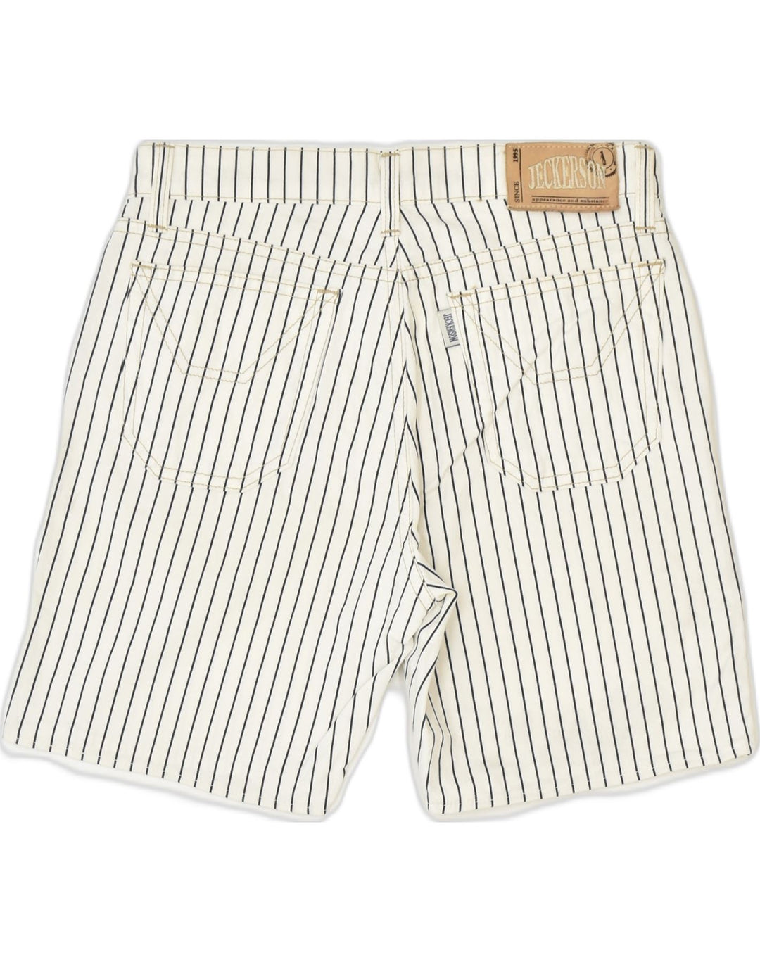 JECKERSON Womens Casual Shorts IT 42  Medium W30 Off White Striped Cotton | Vintage | Thrift | Second-Hand | Used Clothing | Messina Hembry 