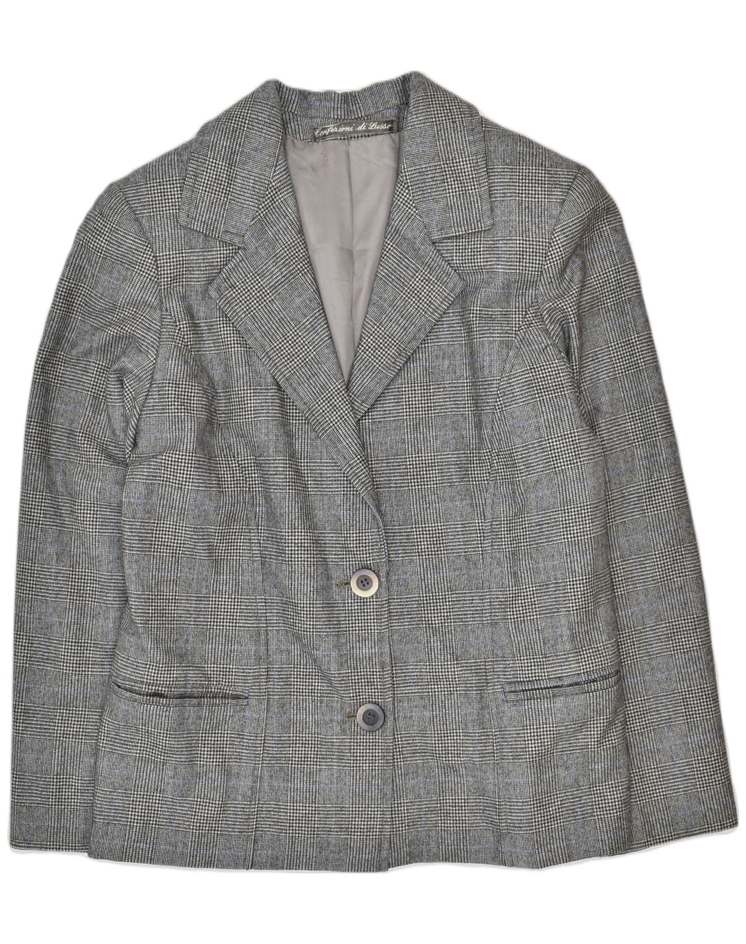 VINTAGE Womens 2 Button Blazer Jacket UK 14 Medium Grey Check | Vintage | Thrift | Second-Hand | Used Clothing | Messina Hembry 