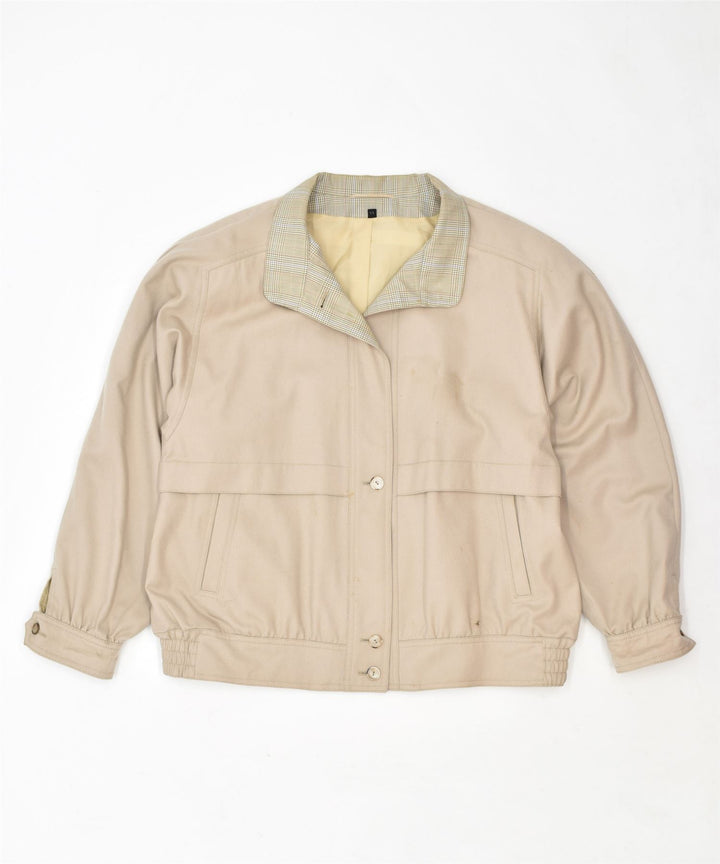 VINTAGE Womens Bomber Jacket EU 44 Large Beige Viscose | Vintage | Thrift | Second-Hand | Used Clothing | Messina Hembry 