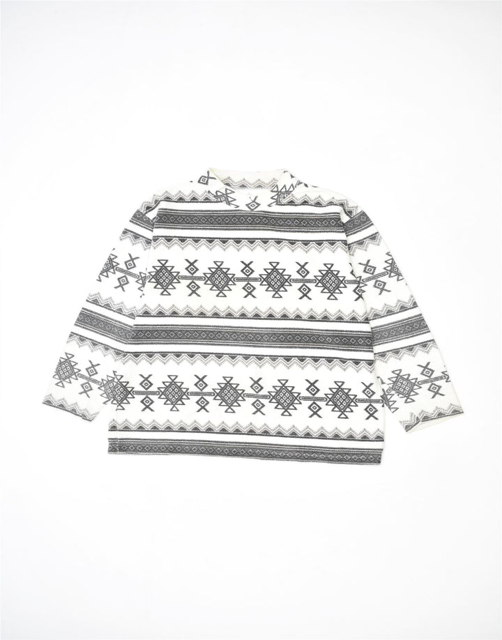 VINTAGE Womens Crew Neck Jumper Sweater UK 18 XL Grey Geometric Aztec | Vintage | Thrift | Second-Hand | Used Clothing | Messina Hembry 