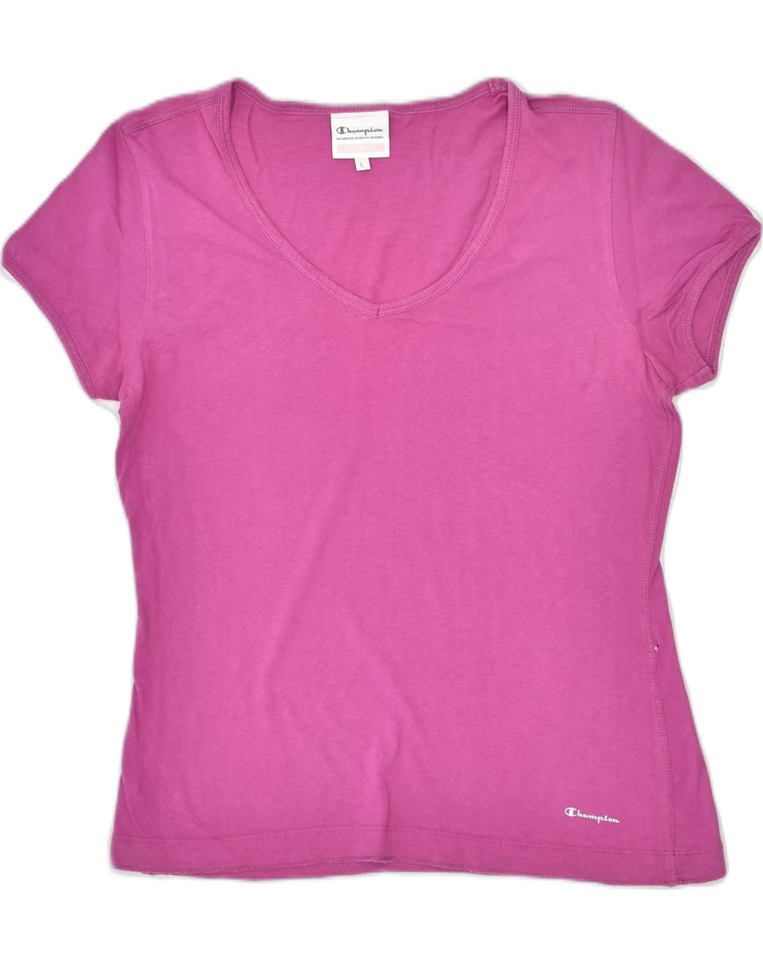 CHAMPION Womens Heritage Fit T-Shirt Top UK 14 Large Pink | Vintage | Thrift | Second-Hand | Used Clothing | Messina Hembry 