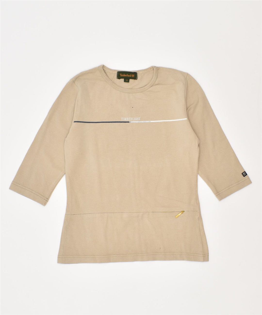 TIMBERLAND Girls 3/4 Sleeve Top 9-10 Years Beige Cotton | Vintage | Thrift | Second-Hand | Used Clothing | Messina Hembry 